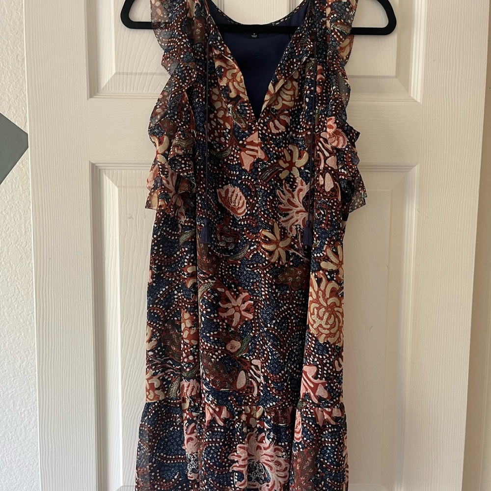 Madewell Lily Ruffle Dress in Sea Floral Multi Chrysanthemum